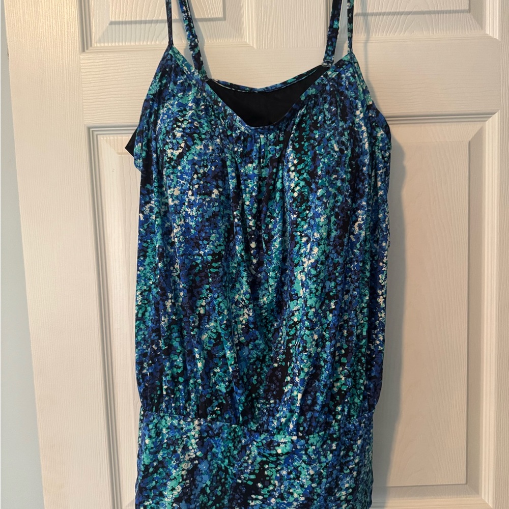 Blue and Green Swim Tankini top